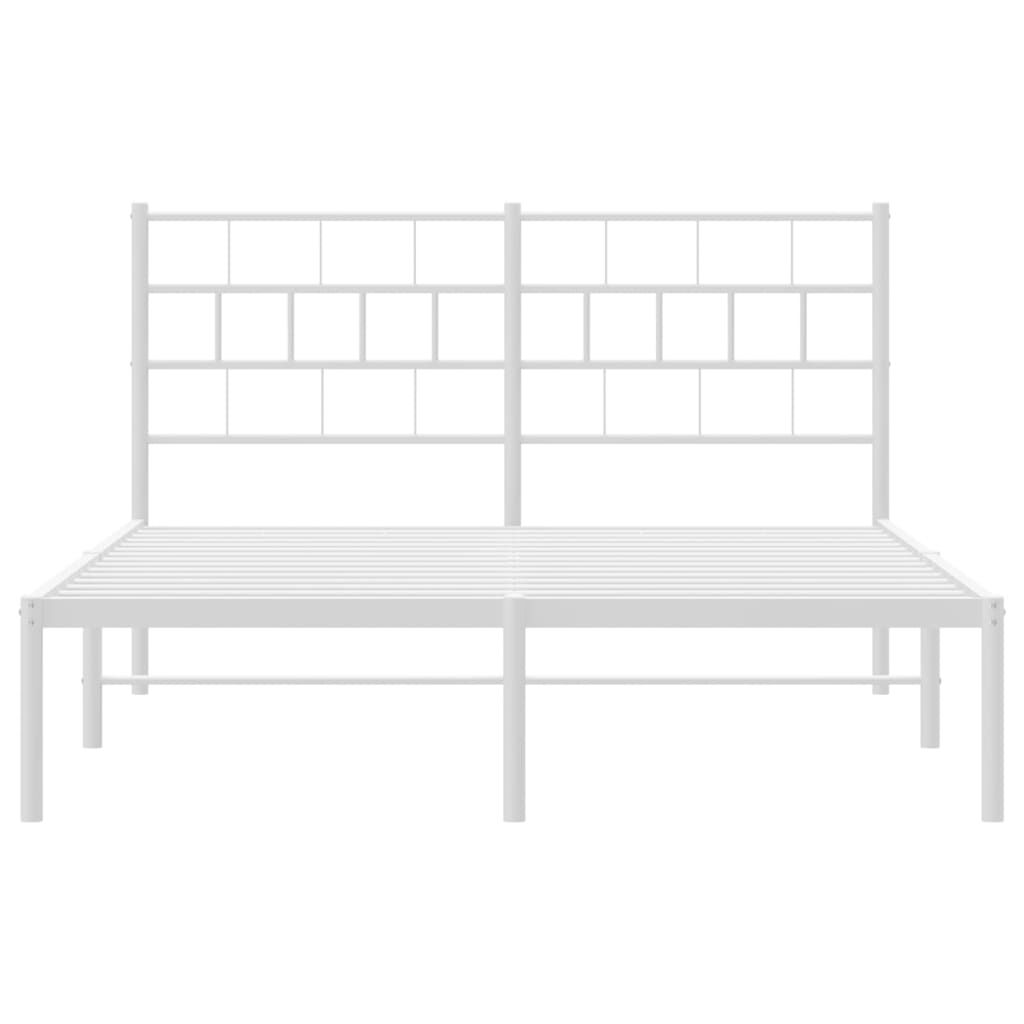 vidaXL Metal Bed Frame without Mattress with Headboard White 135x190cm