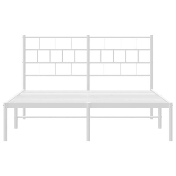 vidaXL Metal Bed Frame without Mattress with Headboard White 135x190cm