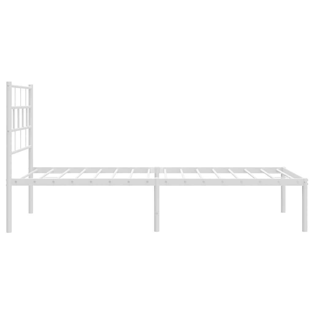 vidaXL Metal Bed Frame without Mattress with Headboard White 100x190cm