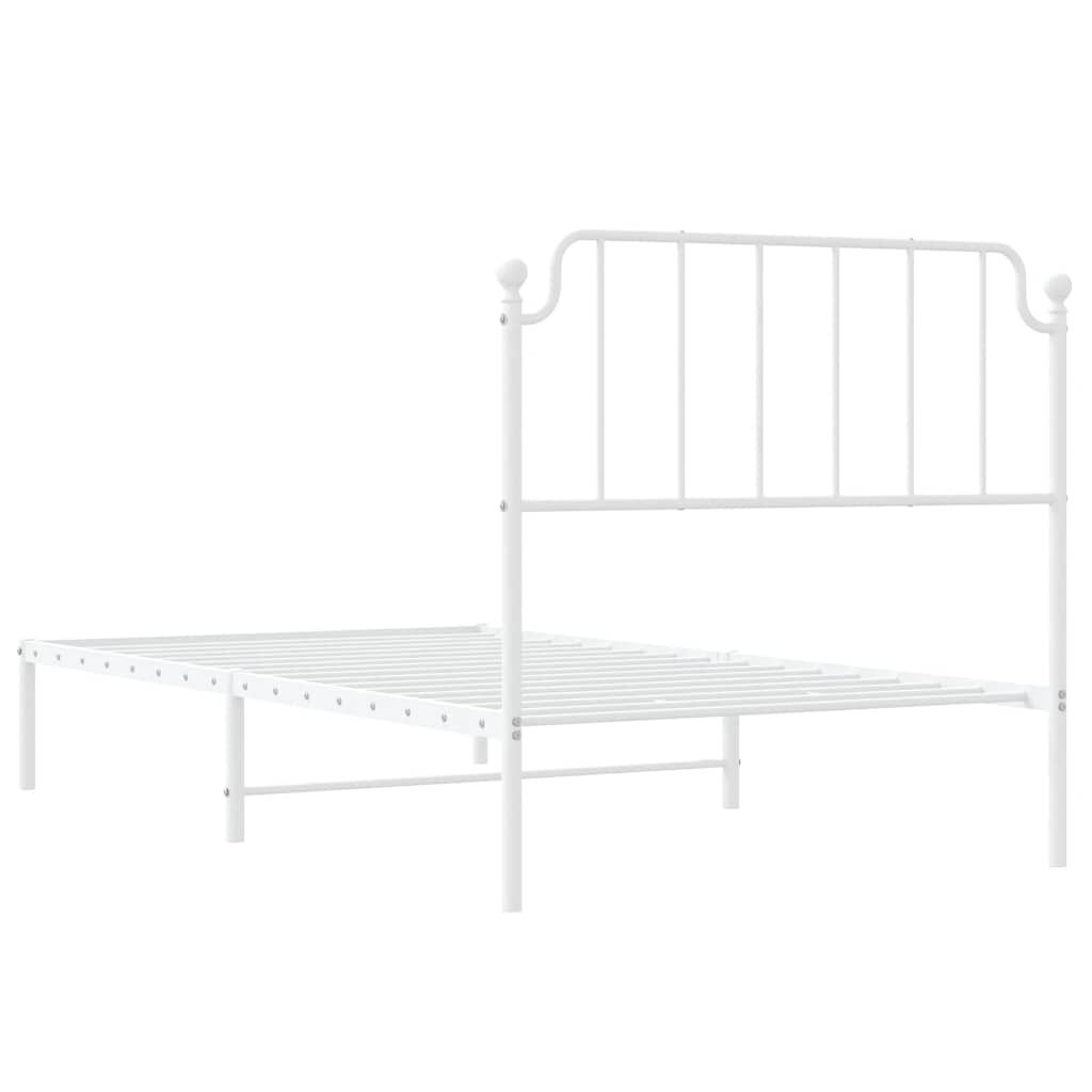 vidaXL Metal Bed Frame without Mattress with Headboard White 100x200cm