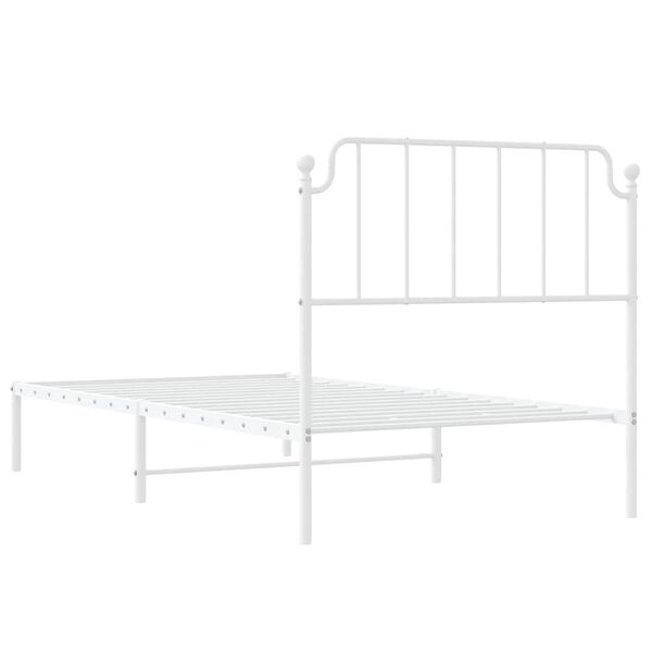 vidaXL Metal Bed Frame without Mattress with Headboard White 100x200cm