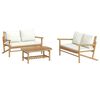 vidaXL 3 Piece Garden Lounge Set with Cream White Cushions Bamboo