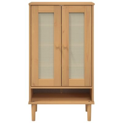 vidaXL Shoe Cabinet SENJA Rattan Look Brown 59.5x35x107 cm Solid Wood