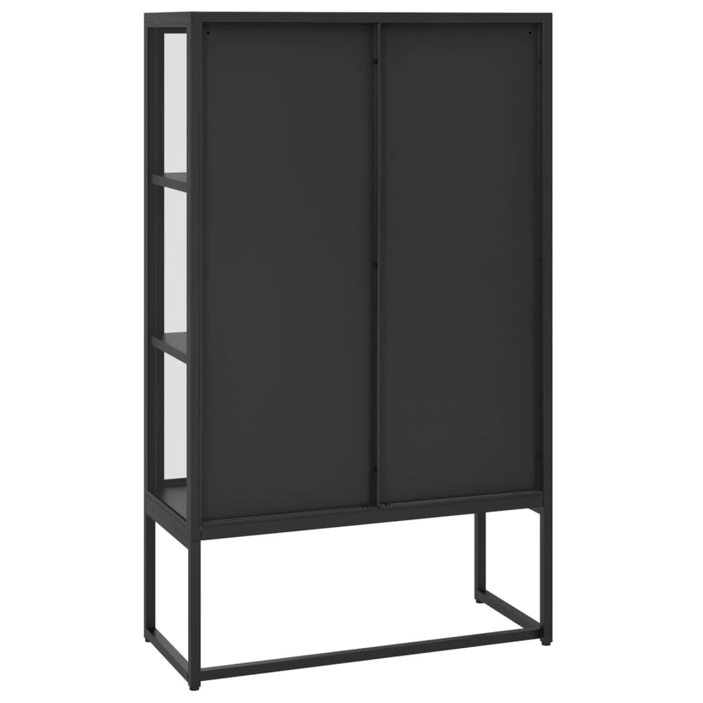 vidaXL Highboard Black 80x35x135 cm Steel and Tempered Glass