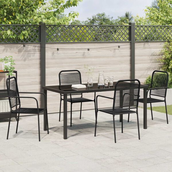 vidaXL Garden Dining Set 5 pcs Black Powder-Coated Steel