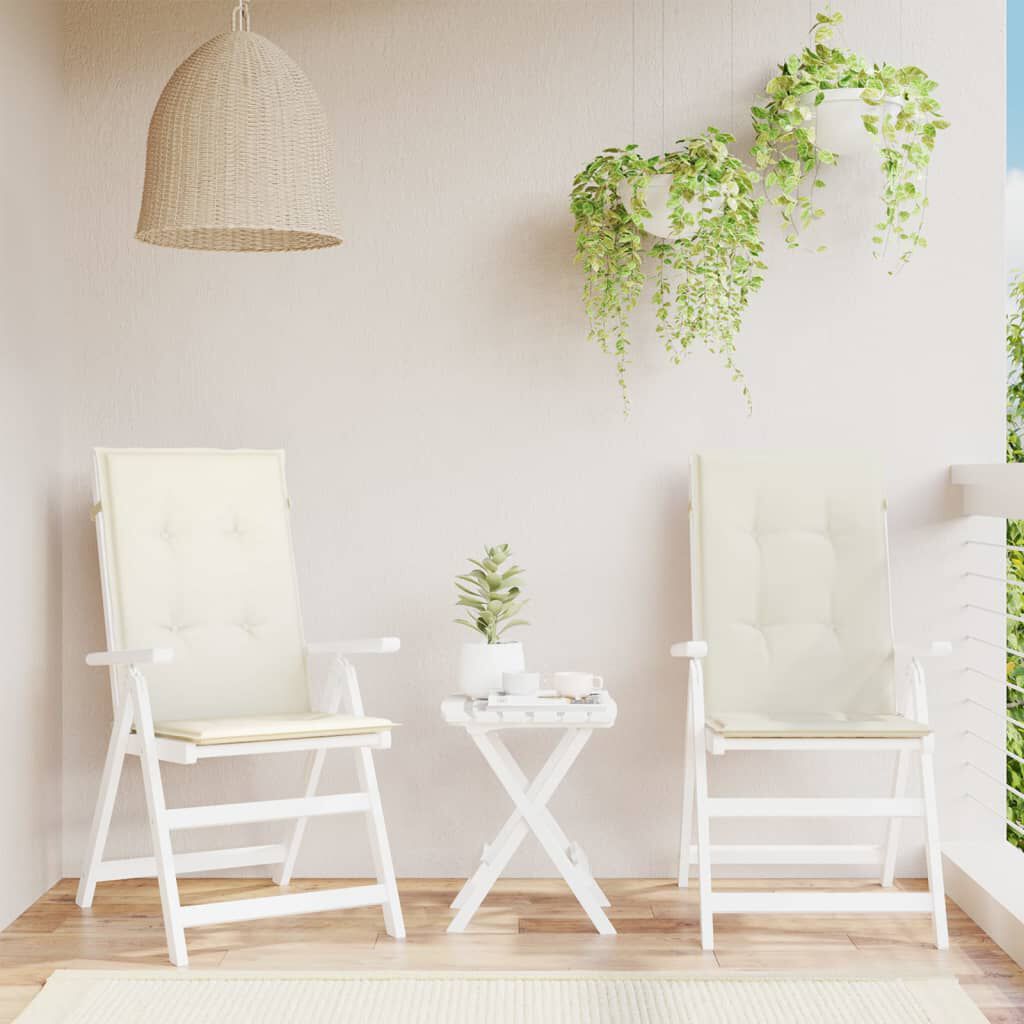 vidaXL Highback Chair Cushions 2 pcs Melange Cream 120x50x4 cm Fabric