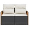 vidaXL Garden Sofa with Cushions 2-Seater Black Poly Rattan