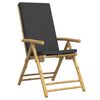 vidaXL 3 Piece Folding Bistro set with Dark Grey Cushions Bamboo