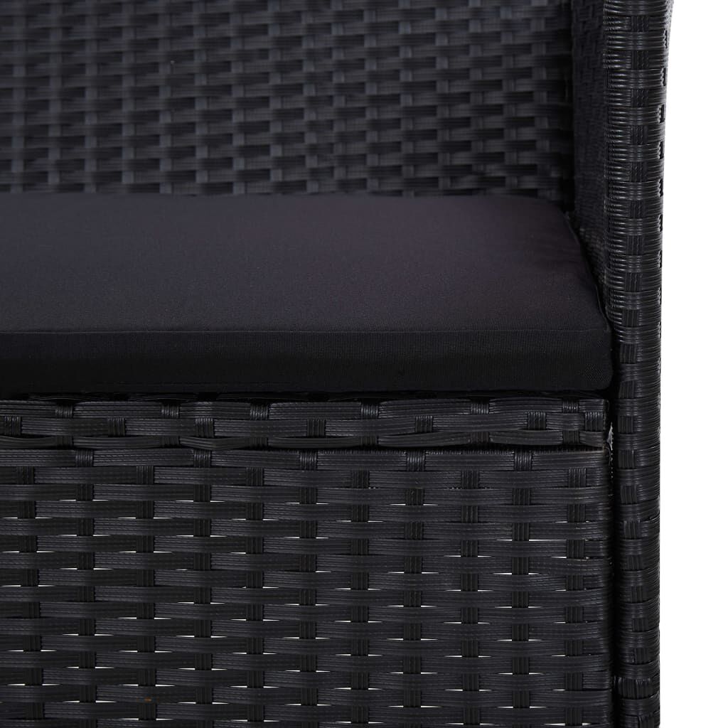 vidaXL 5 Piece Garden Lounge Set With Cushions Poly Rattan Black