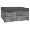 vidaXL Garden Footrest with Cushion Grey 70x70x30 cm Poly Rattan