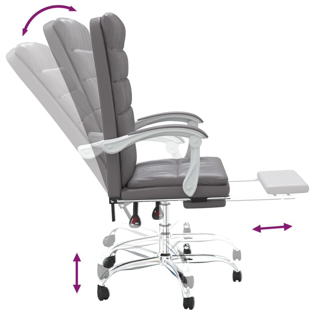 vidaXL Reclining Office Chair Grey Faux Leather