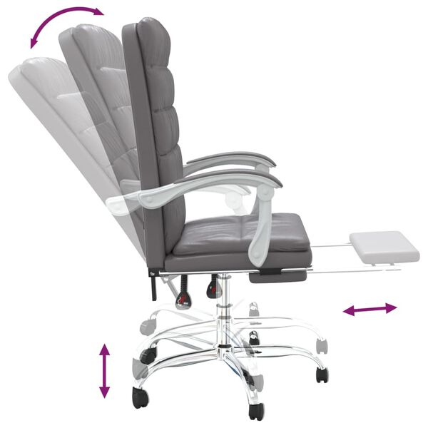 vidaXL Reclining Office Chair Grey Faux Leather
