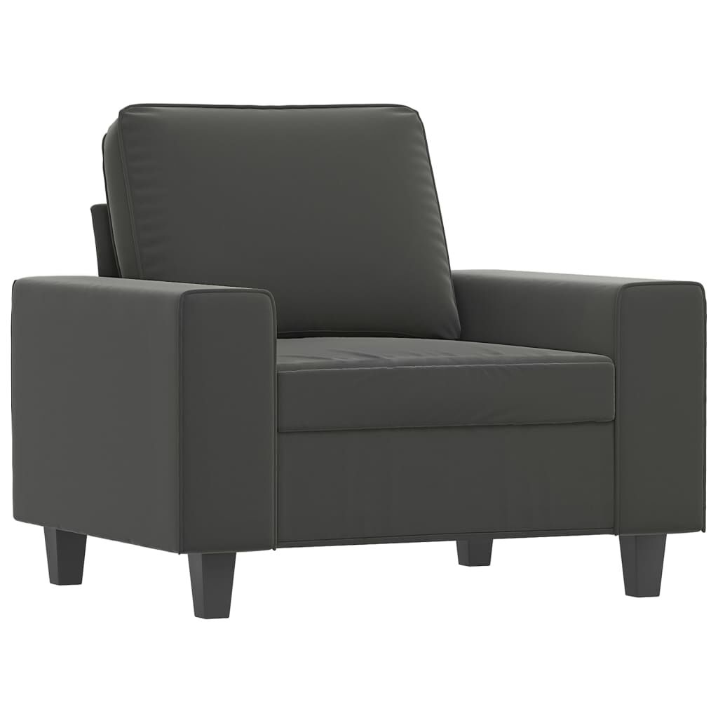 vidaXL Sofa Chair with Footstool Dark Grey 60 cm Microfibre Fabric