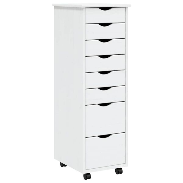 vidaXL Rolling Cabinet with Drawers MOSS White Solid Wood Pine
