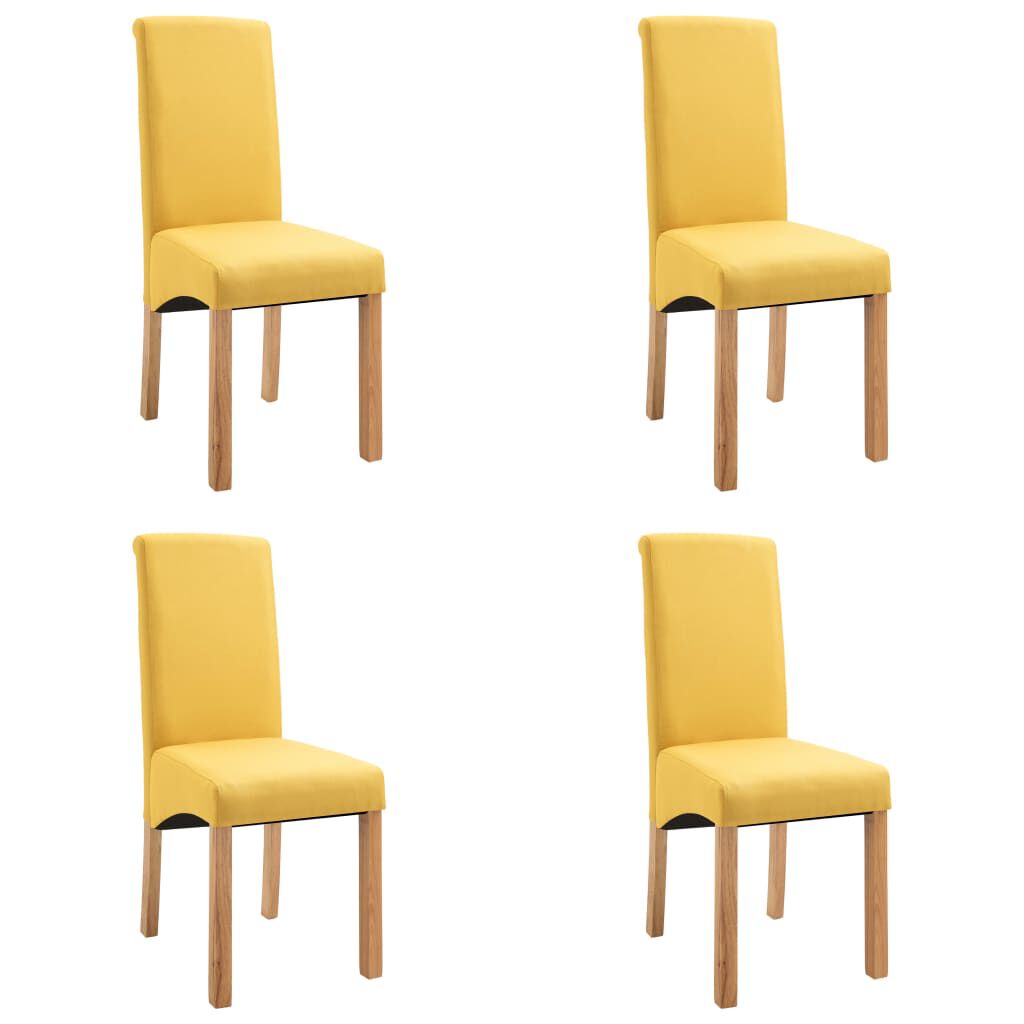 vidaXL Dining Chairs 4 pcs Yellow Fabric