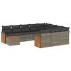 vidaXL 11 Piece Garden Sofa Set with Cushions Grey Poly Rattan