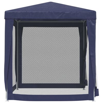 vidaXL Party Tent with 4 Mesh Sidewalls Blue 2x2 m HDPE