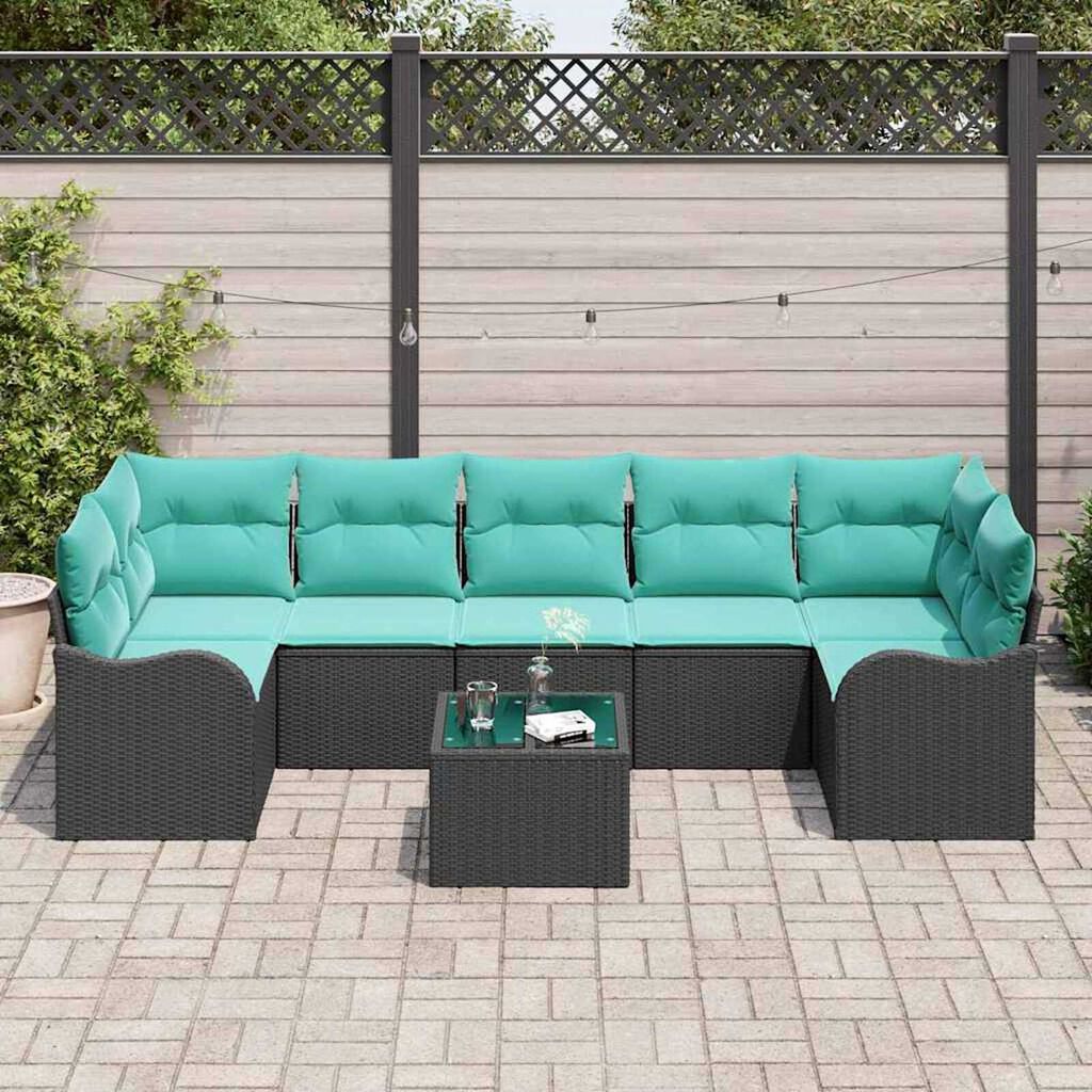 vidaXL Garden Sofa Set Manual 8 pcs Black, Turquoise 55 x 55 x 37 cm