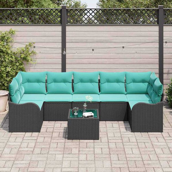 vidaXL Garden Sofa Set Manual 8 pcs Black, Turquoise 55 x 55 x 37 cm