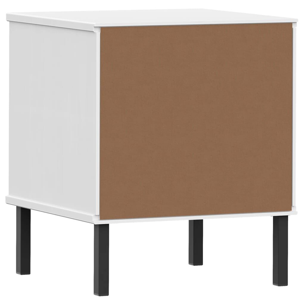 vidaXL Bedside Cabinet with Metal Legs White Solid Wood Pine OSLO