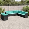 vidaXL 11 Piece Garden Sofa Set with Cushions Black Poly Rattan