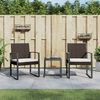 vidaXL 3 piece Garden Dining Set with Cushions Brown PP Rattan