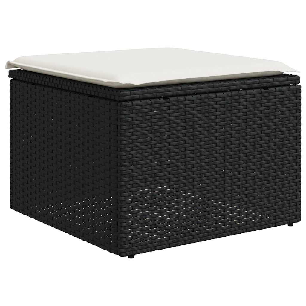 vidaXL 7 Piece Garden Sofa Set with Cushions Black Poly Rattan