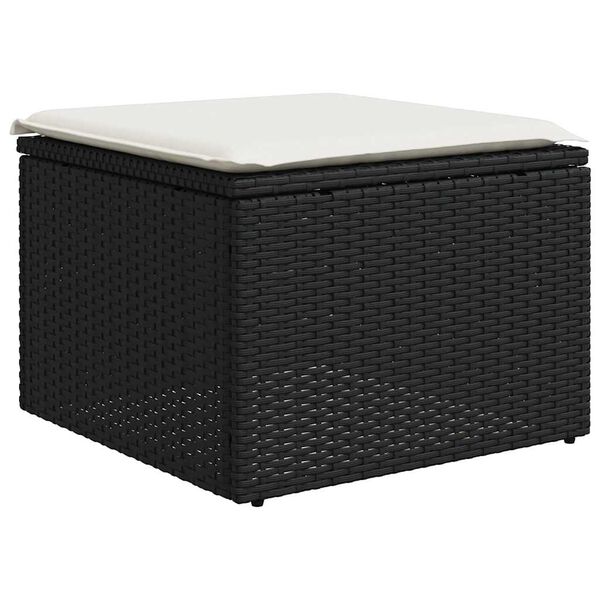 vidaXL 7 Piece Garden Sofa Set with Cushions Black Poly Rattan