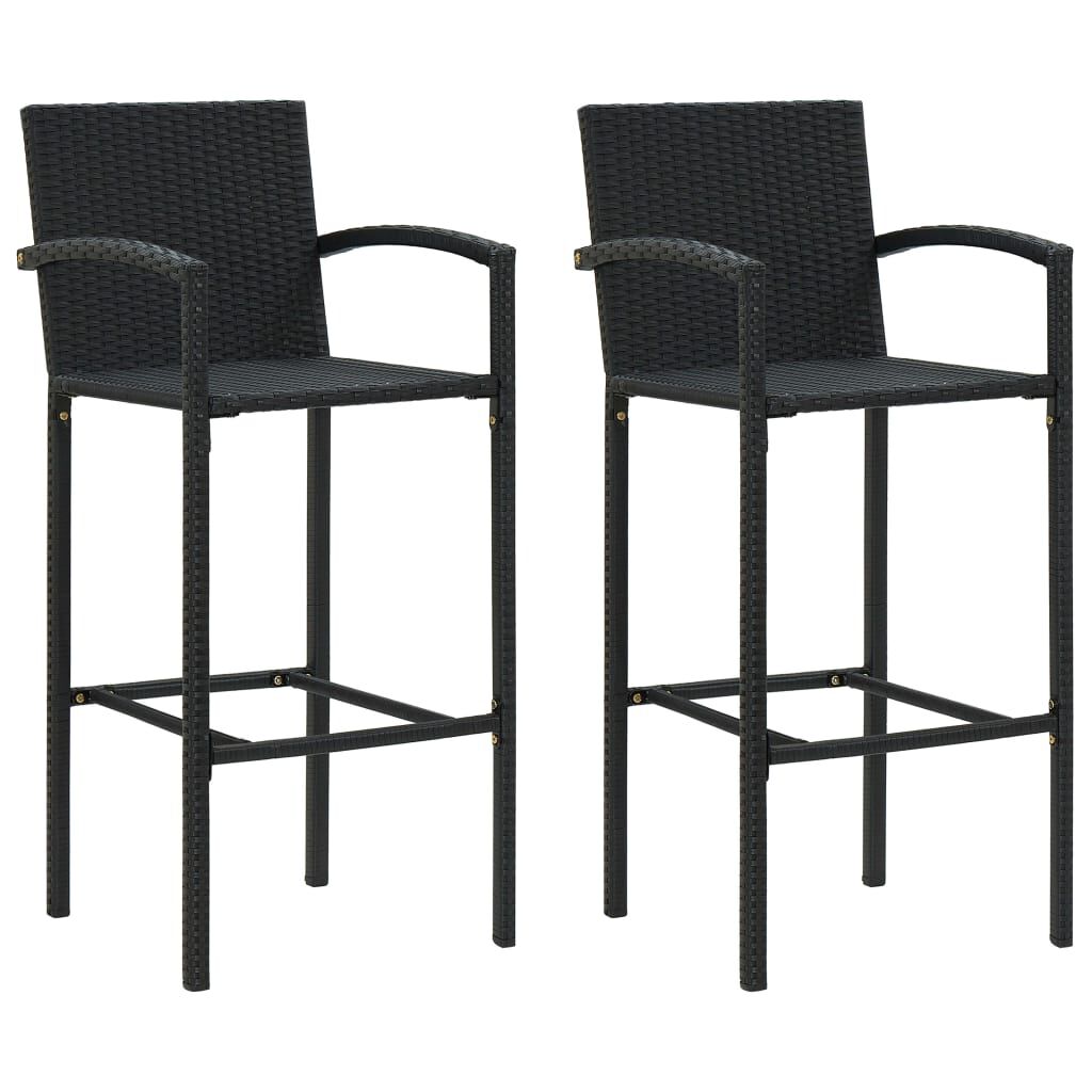 vidaXL 3 Piece Garden Bar Set Black Poly Rattan