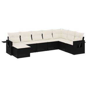 vidaXL 8 Piece Garden Sofa Set with Cushions Black Poly Rattan