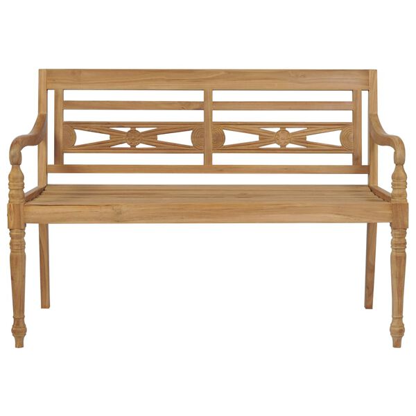 vidaXL Batavia Bench with Cream Cushion 120 cm Solid Teak Wood