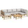 vidaXL 7 Piece Garden Lounge Set with Light Grey Cushions Bamboo