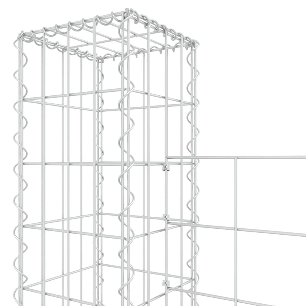 vidaXL U-shape Gabion Basket with 4 Posts Iron 380x20x200 cm