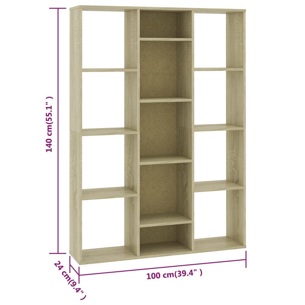 vidaXL Room Divider/Book Cabinet Sonoma Oak 100x24x140 cm Engineered Wood