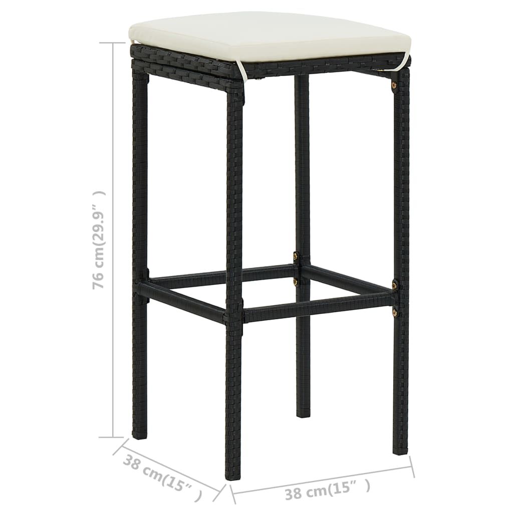 vidaXL 3 Piece Bar Set Poly Rattan Black