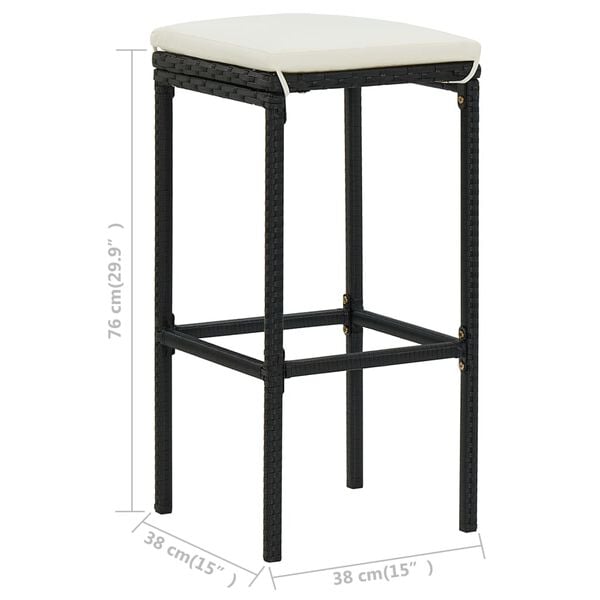 vidaXL 3 Piece Bar Set Poly Rattan Black