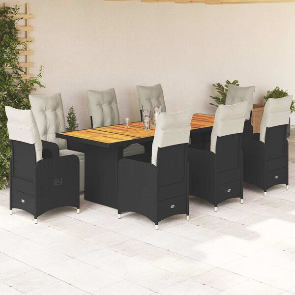 vidaXL 11 Piece Garden Bistro Set with Cushions Grey Poly Rattan