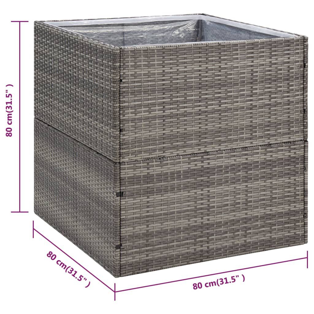 vidaXL Garden Planter Grey 80x80x80 cm Poly Rattan