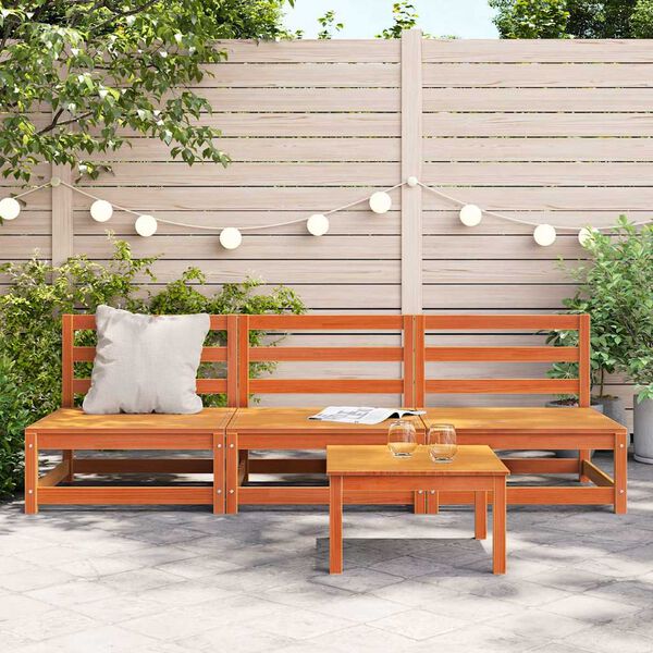 vidaXL Garden Sofas Armless 3 pcs Wax Brown 70x70x67 cm Solid Wood Pine