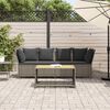 vidaXL Garden Sofa with Cushions Grey Poly Rattan