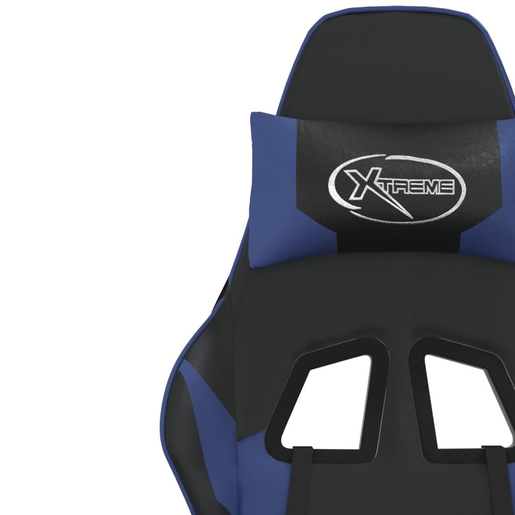 vidaXL Gaming Chair with Footrest Black and Blue Faux Leather