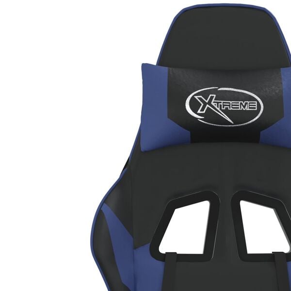 vidaXL Gaming Chair with Footrest Black and Blue Faux Leather