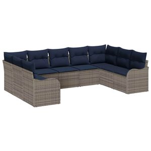 vidaXL Garden Sofa Set Grey Poly Rattan