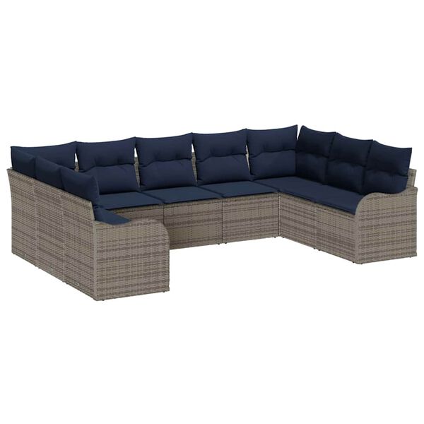 vidaXL Garden Sofa Set Grey Poly Rattan