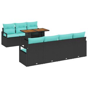 vidaXL Garden Sofa Set with Storage 8 pcs Black Poly rattan