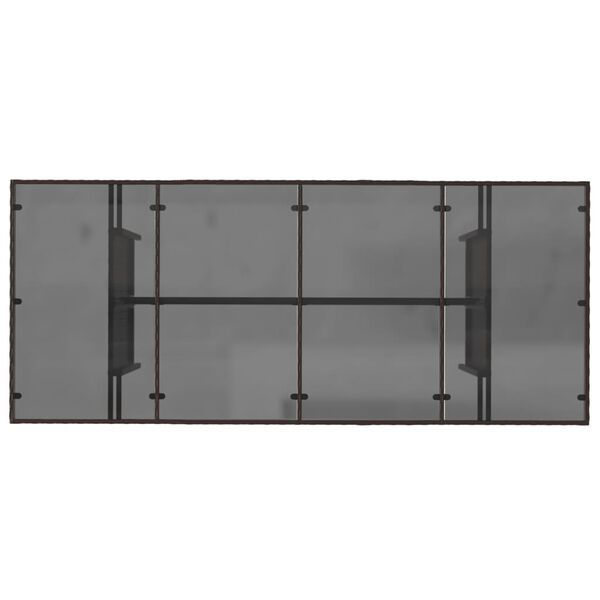 vidaXL Garden Table with Glass Top Brown 190x80x75 cm Poly Rattan