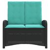 vidaXL Reclining Garden Bench with Cushions Black Poly Rattan