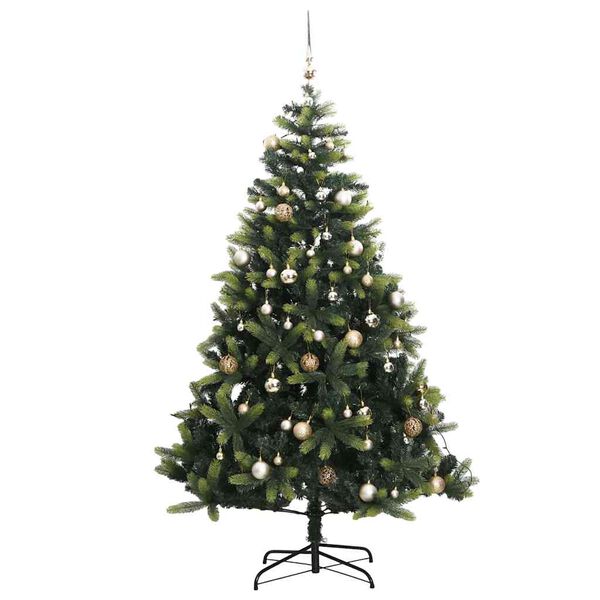 vidaXL Artificial Hinged Christmas Tree 300 LEDs & Ball Set 210 cm