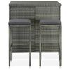 vidaXL 3 Piece Bar Set Poly Rattan Grey