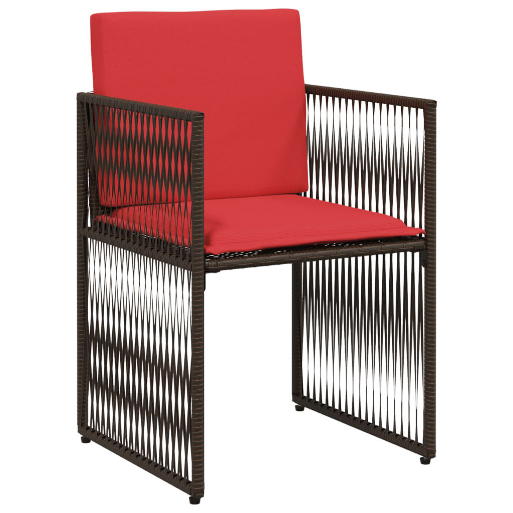 vidaXL 7 Piece Garden Dining Set with Cushions Brown Poly Rattan